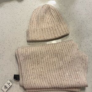 Express Scarf and Beanie Set - Tan Sequin